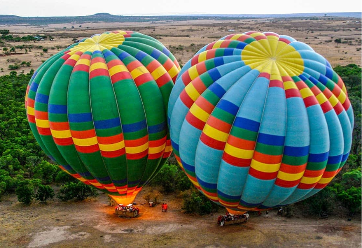 Hot Air Balloons taking off in Maasai Mara National Park 