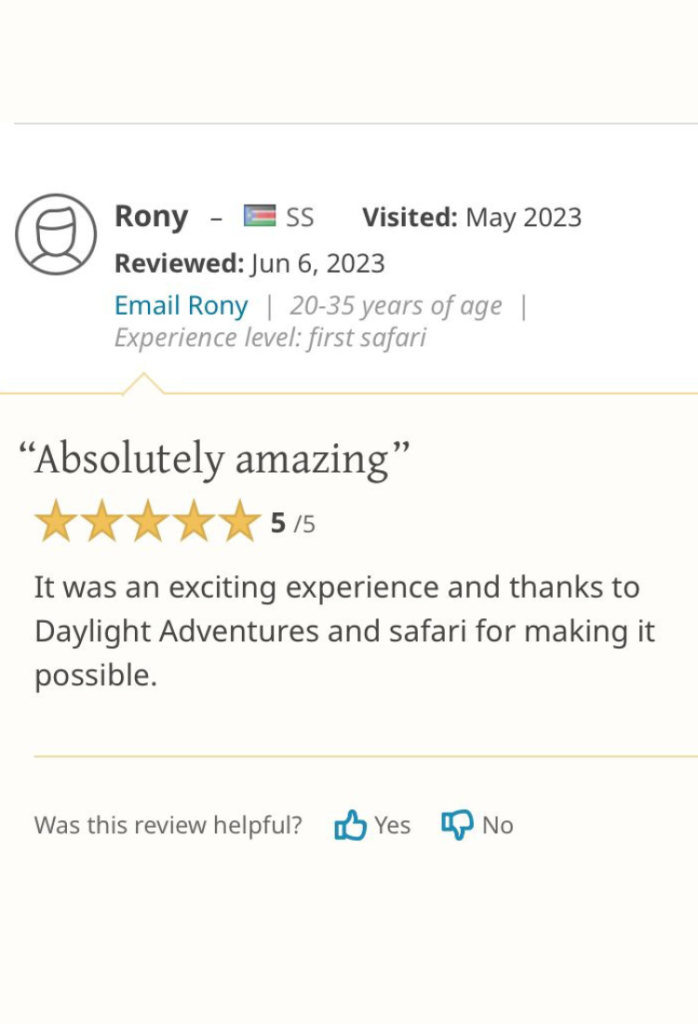 1 Safaribookings Daylight Adventures Positive Review