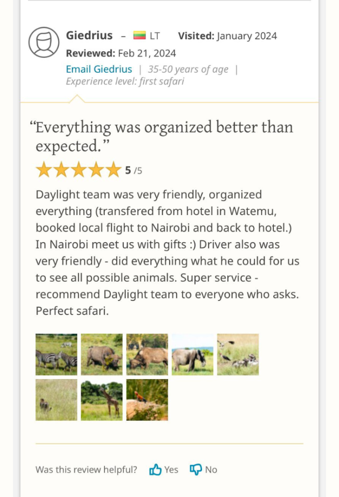 10 Safaribookings Daylight Adventures Positive Review