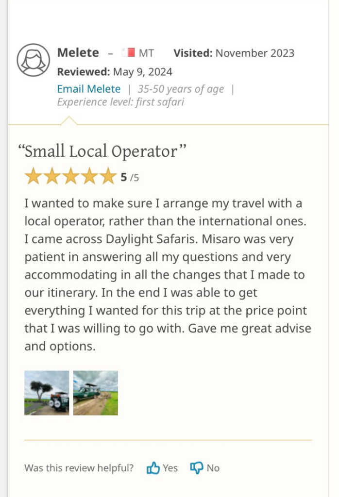 12 Safaribookings Daylight Adventures Positive Review