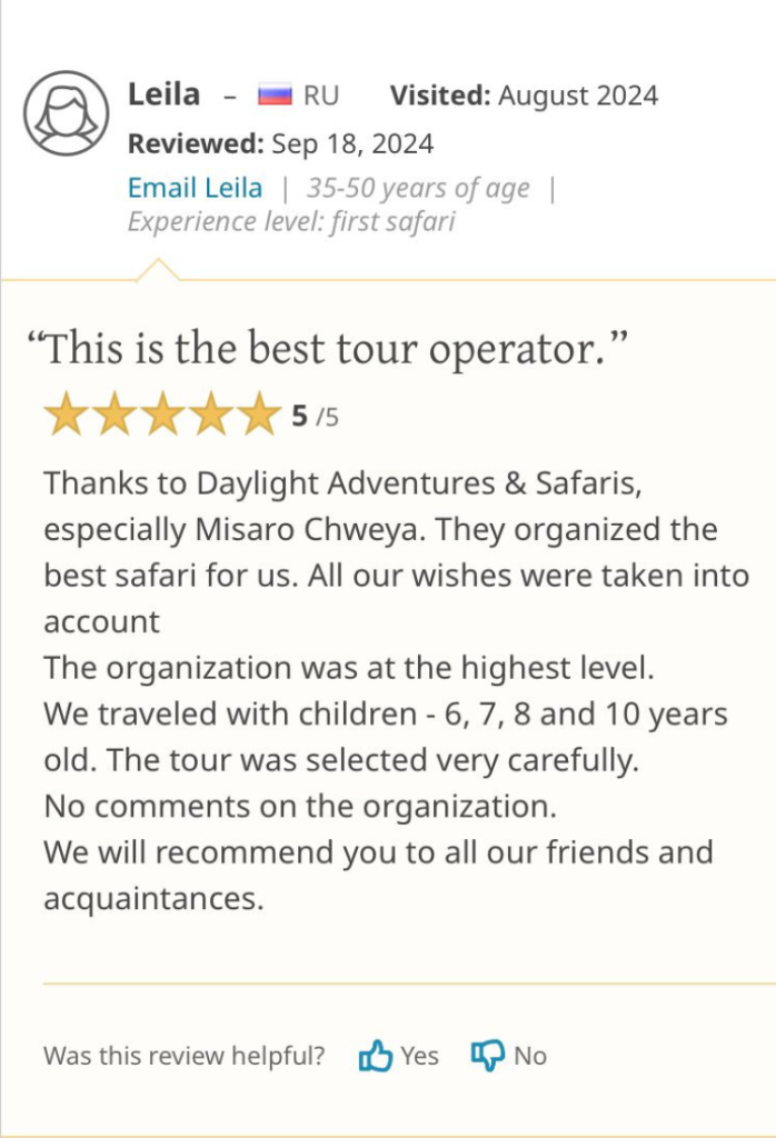 18 Safaribookings Daylight Adventures Positive Review