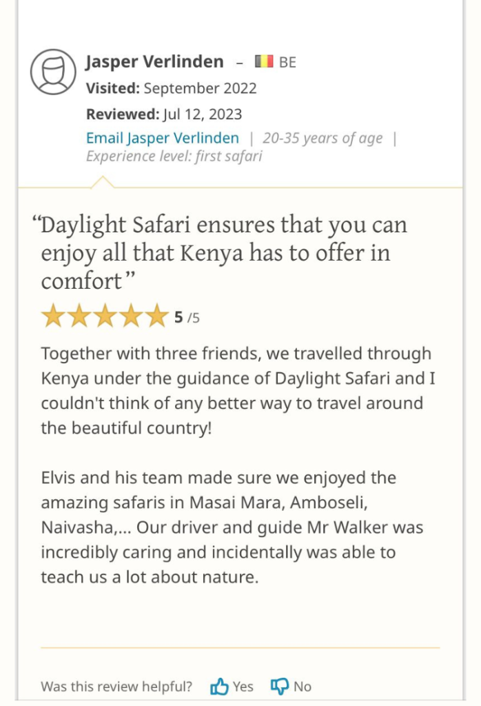 4 Safaribookings Daylight Adventures Positive Review