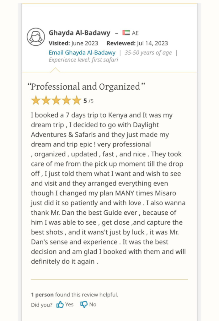 5 Safaribookings Daylight Adventures Positive Review